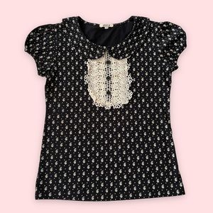 gothic lolita collared all over print top